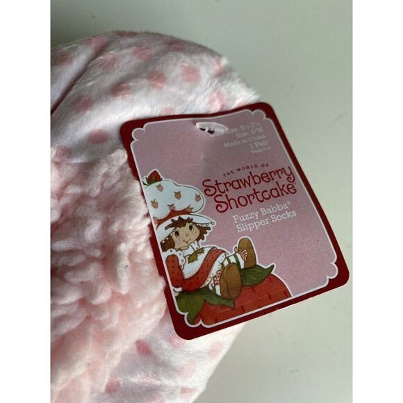 Fuzzy Babba Strawberry Shortcake Non Slip Slipper Socks Women’s Sz S/M 5.5-7.5 - Picture 5 of 14
